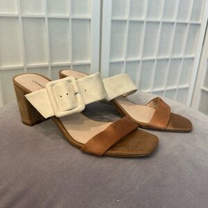 Chinese Laundry Cream and Brown Heeled Sandals